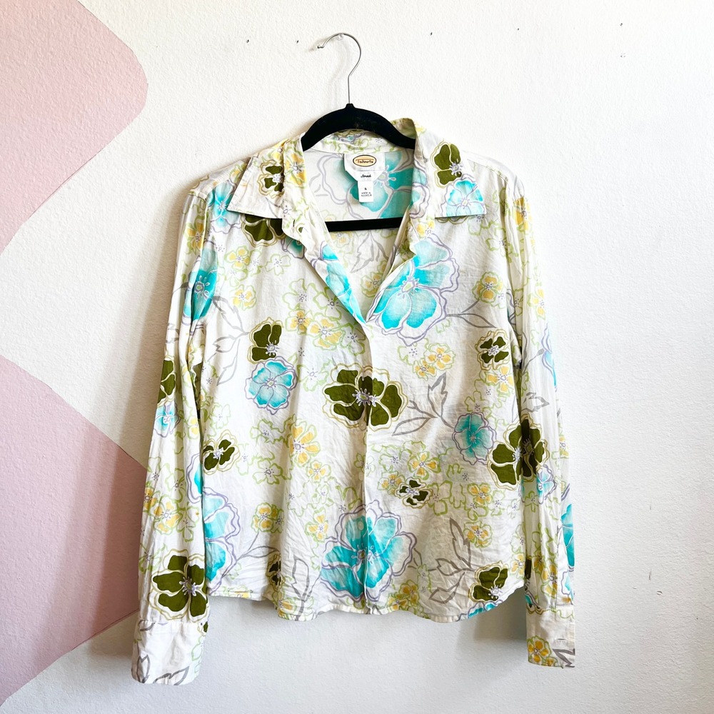 Vintage Talbots Colorful Floral Button Down Shirt SZ Small Business‎ Casual